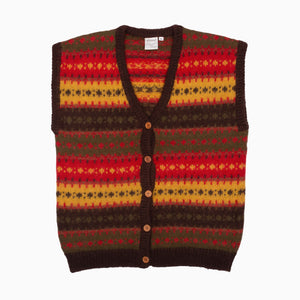 Mohair Button-down Intarsia Sweatervest - FYU PARIS